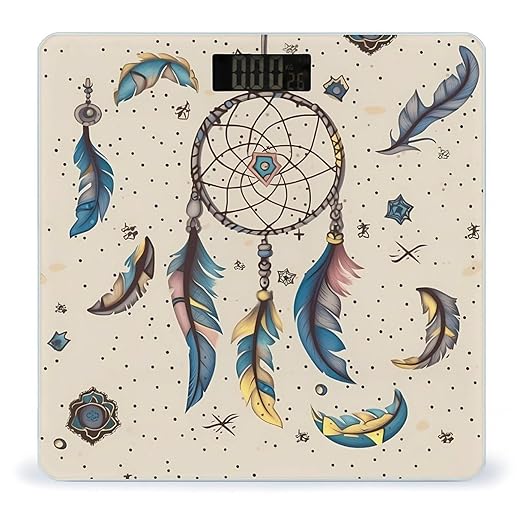 Digital Bathroom Scale for Body Weight Scale with Bright LCD Display High Accuracy Step-On Technology Auto On/Off Dream Catcher and Moon Digital Scales 400 Lbs /180kg
