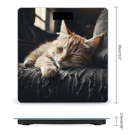 Napping Kitten Scale for Body Weight Anti-Slip Tempered Glass Digital Bathroom Scales Clear LCD Display Weighing Scale Safe Rounded Corners Smart Scales