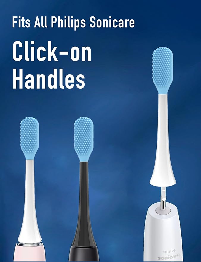 Tongue Scraper Heads Compatible with Philips Sonicare Click-On Handles – Gentle &amp Effective Tongue Cleaner Fresh Breath 2 Pack Replacement Brush Heads (Black One Size)