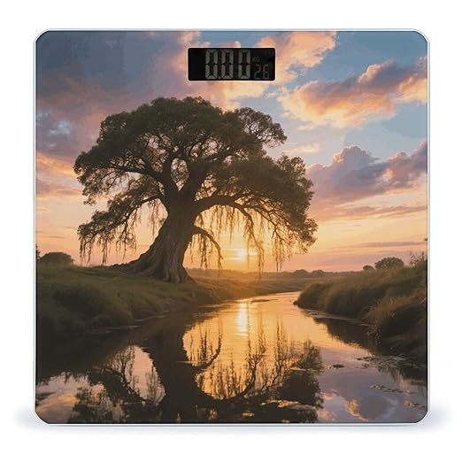 Big Trees in Sunset Weight Scale Large Digital Bathroom Scales with Bright LED Display Non Slip Digital Scale and Step On Fashion Weighing Machine for Body