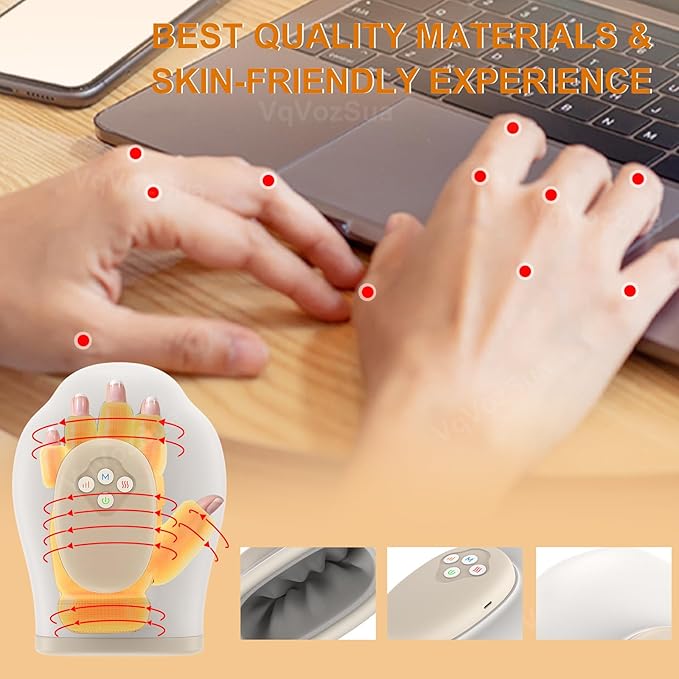 Full Hand Massager with Heat and Compression for Arthritis and Carpal Tunnel Adjustable Hand Massage、 Temperatures、 Compression Models Blood Circulation Pain Therapy Relax Relief Glove Gift