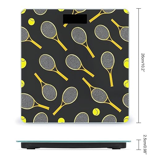 Men's Smart Scale for Body Weight Digital Bathroom Weighing Scale Automatic Switch Energy Saving Scale Funny Colourful Tennis Racquets and Tennis Balls