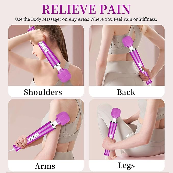 Wired Wand Massager for Women 10-Speed Electric Handheld Deep Tissue Massager Powerful Plug-in Full Body Muscle Recovery Tool for Neck Back Shoulder &amp Foot Relief (Purple)