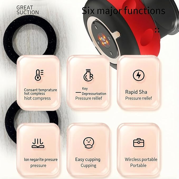 5-in-1 Smart Cupping Therapy Massager Red Light Therapy for Targeted Pain Relief Knots Aches Muscle Soreness Circulation &amp Tighter Skin Portable Cupping Kit