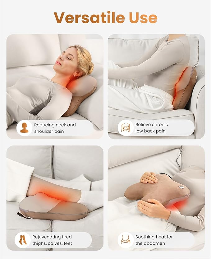 BOB AND BRAD Back Massager with Heat FSA Eligible EZBack Corded Back Massager for Pain Relief Deep Tissue Shiatsu Back Shoulder and Neck Massage Pillow Soothing Full-Body Relief for Women Men