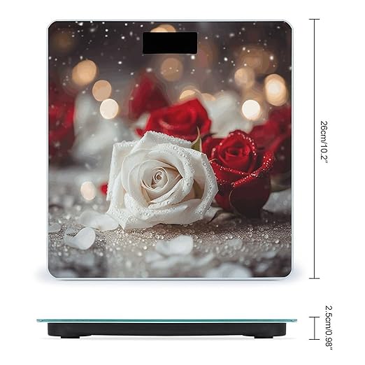 Roses in Background Bathroom Scale for Body Weight Bathroom Weighing Scale with Backlit LCD Display Highly Accurate Measures Weight Up to 180kg