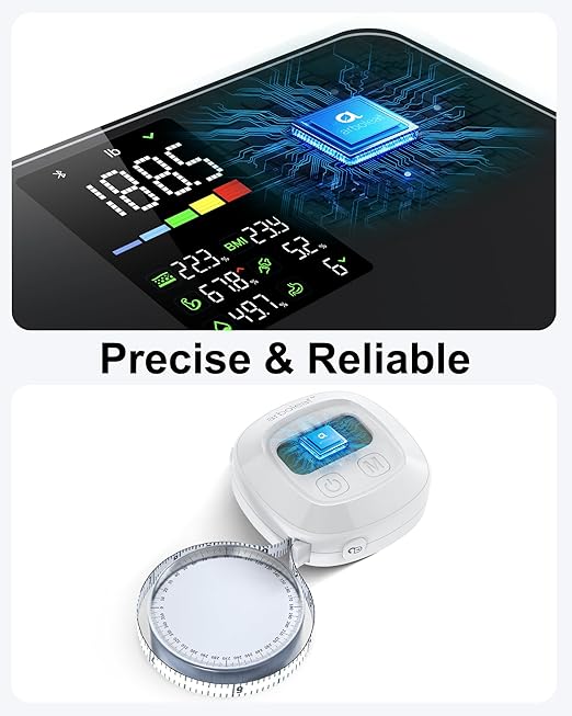 arboleaf Smart Scale and Tape Measure Body Fat Measuring Tape and Smart Scale for Body Weight Digital Bluetooth Weighing Machine Circumference Analyzer App Sync 400lbs 11