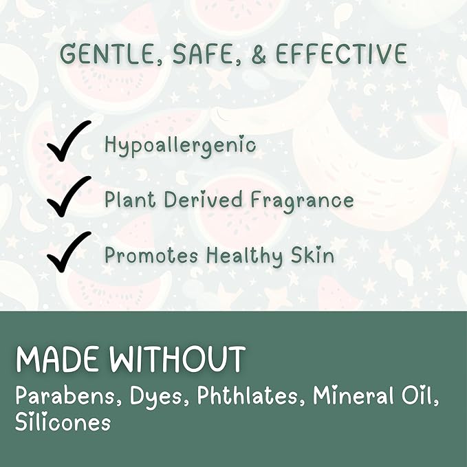 Kids Body Wash – Plant Based Gentle Moisturizer with Shea Butter – Safe for Sensitive Skin – Mermaid Melon – 3 Pack (8 oz Each)