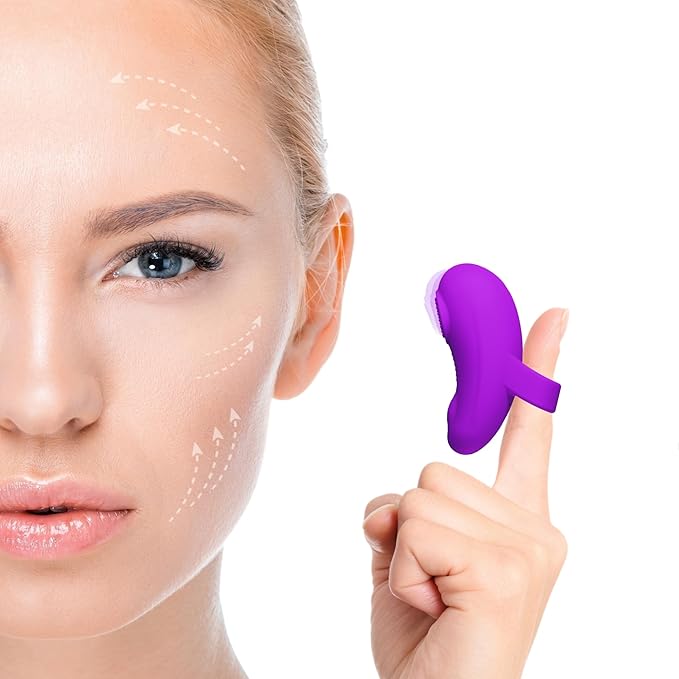 Multifunctional Portable Face &amp Eye Massage Tool Mini-Ring Powerful Handheld Massager Waterproof Eye Jaw Finger and Body Massager Relieves Facial Muscle Fatigue and Pain - Purple