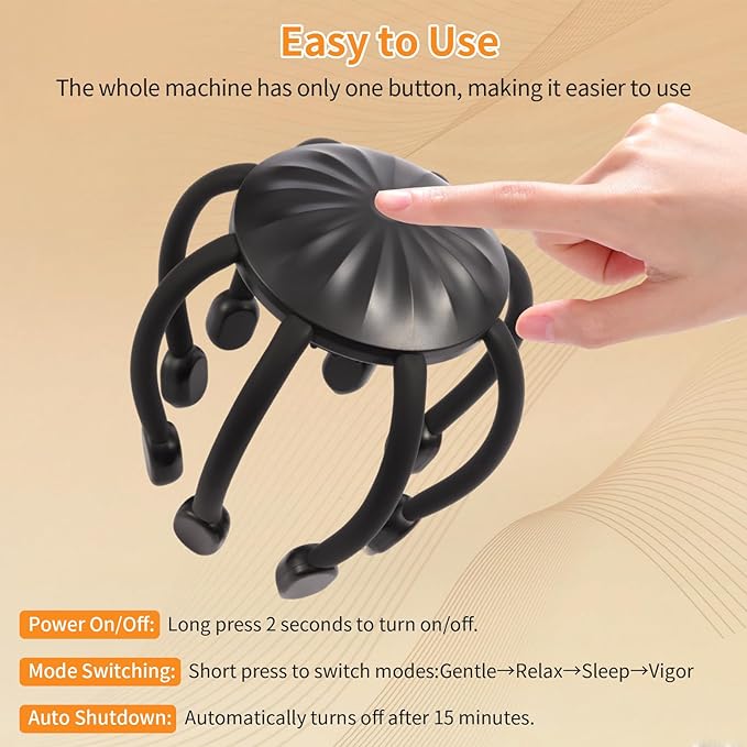 Hands-Free Scalp Massager Electric Octopus Head Massager Wearable Multi-Point Vibration Scalp Massager Quiet &amp Lightweight for Work Gaming &amp Relaxation Tech Gifts for Men Women