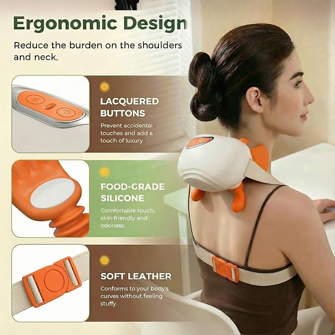 4D Neck and Shoulder Massager Bionic Heated Massager Shiatsu Kneading &amp Hands Traction for Deep Tissue Portable Wireless Massager for Daily Body Relief 3 Relax Modes Gift for Men Women