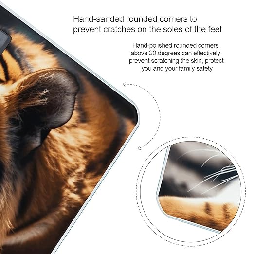 Wild Animal Tiger Bathroom Scale Rounded Smart Scale for Body Weight Automatic Power On/Off Weight Scales Accurate Bathroom Digital Scales for Pet Home Bedroom Kitchen
