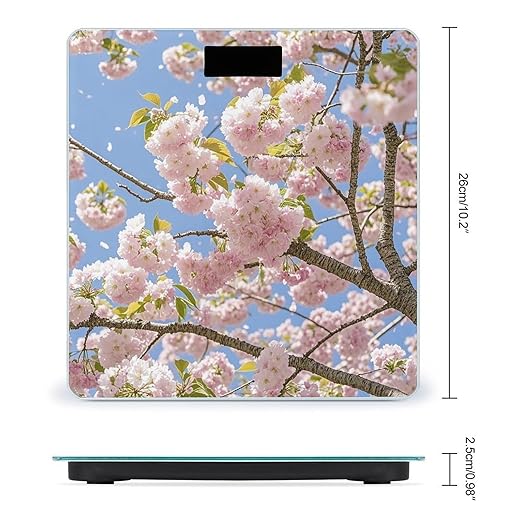Cherry Blossom Scale for Body Weight Highly Accurate Digital Bathroom Body Scale Digital Bathroom Scales for People Anti-Slip Large LCD Display Smart Scales