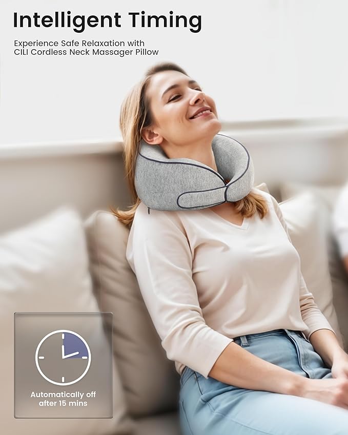 CILI Cordless Neck Massager Pillow with Heat Shiatsu Neck Massager for Pain Relief Deep TissueHeated Massage Pillow for Travel3 Adjustable IntensityGifts for Women Men Mom Dad