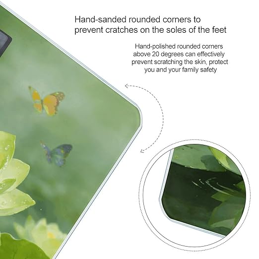 Absinthe Green Lotus Garden Smart Scale for Body Weight Digital Bathroom Scale Toughened Glass Weight Scale with Large LCD Backlight Display High Precision Scales Weighing Machine