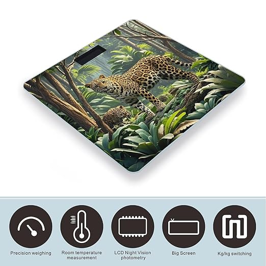 Animal Leopard Print Jungle Scale for Body Weight Smart Scales Digital Bathroom Scale High Precision Weighing Scales with Large Display Weighing Machine for People