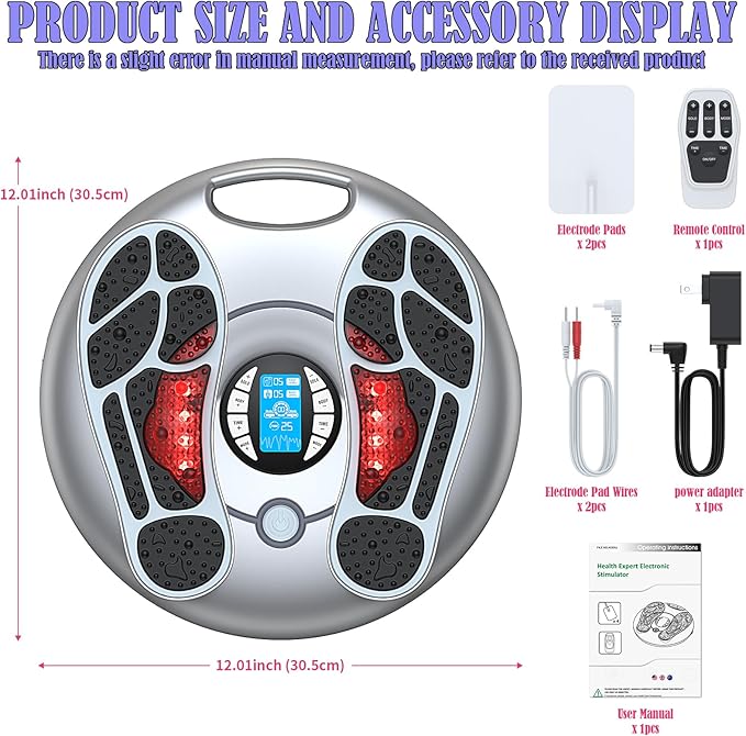 Foot Massager for Neuropathy TENS &amp EMS Foot Circulation Stimulator for Pain Relief Relieve Swelling Cramps RLS &amp Plantar with Remote Control