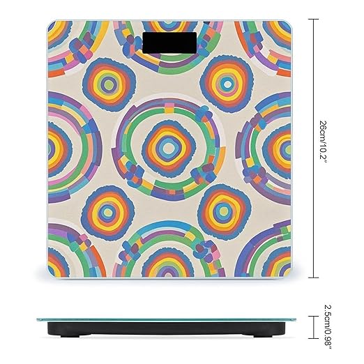 Rainbow Pattern Scale for Body Weight Digital Bathroom Scale Toughened Glass High Precision Scales for Body Weight with Large LCD Backlight Display Weight Scales