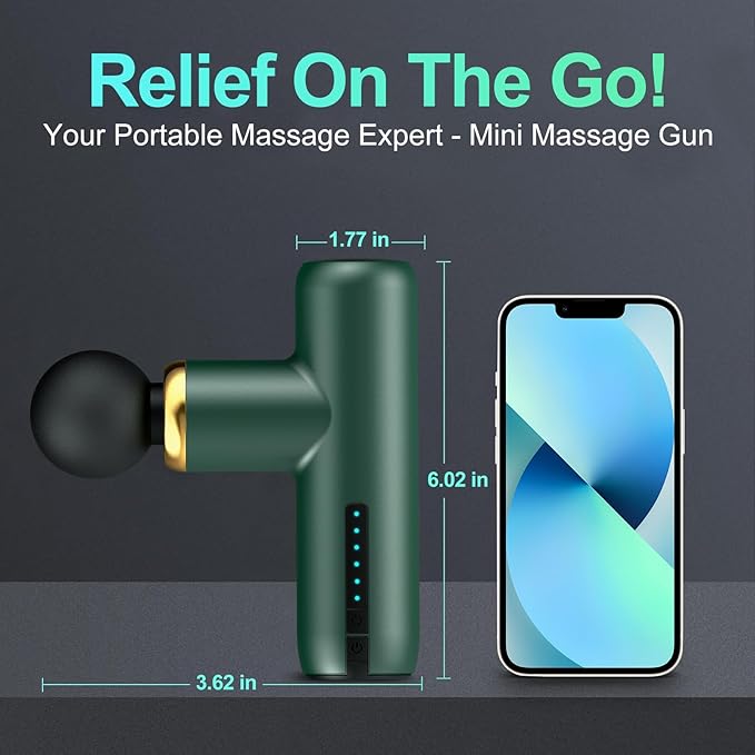 Mini Massage Gun Pocket-Sized Massage Gun Deep Tissue Quiet Portable Percussion Muscle Travel Massager GunBack/Neck Massager for Pain Relief Deep Tissue(Green)