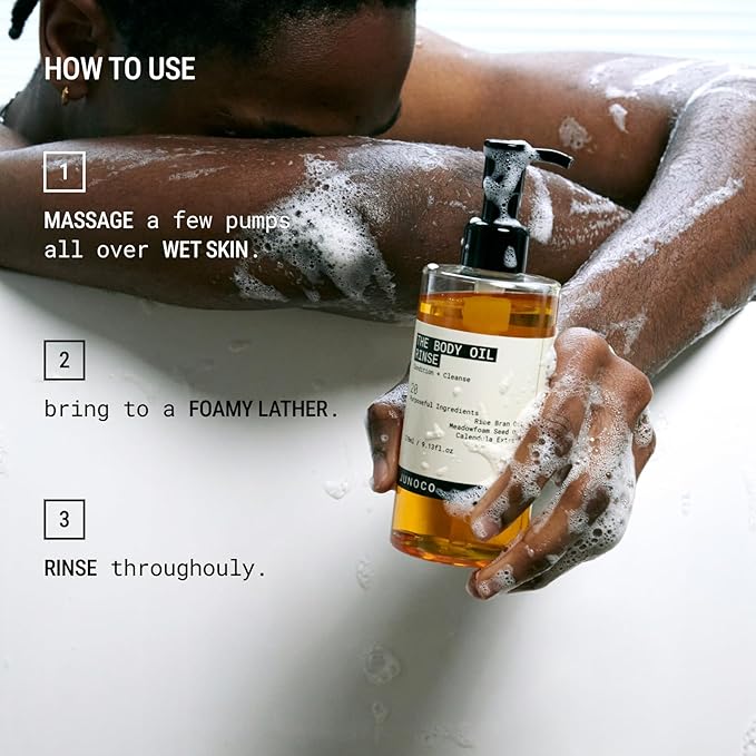 JUNO &amp Co. Shower Oil Body Wash with Rice Bran Oil &amp Full Body Nectar Serum 130 ml/4.39 Fl Oz