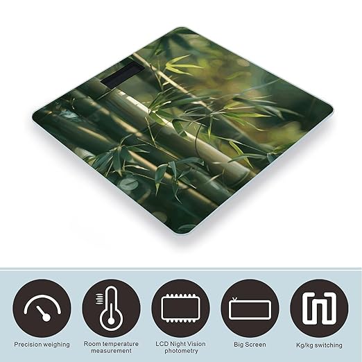 Tree Bamboo Scale for Body Weight Highly Accurate Digital Bathroom Body Scale Digital Bathroom Scales for People Anti-Slip Large LCD Display Smart Scales