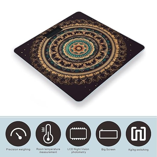 Mandala Digital Bathroom Scale for Body Weight with High Precision Digital Weighing Scale with BMI Clear LCD Display and Step-On Measures Weight Up to 180kg