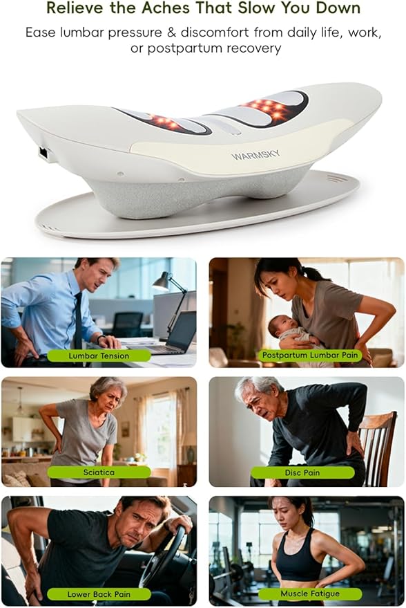 Smart Lower Back Massager with Soothing Warm Therapy &amp Air Traction – Spinal Decompression Device for Sciatica Relief Lumbar Pressure &amp Stiffness Gray