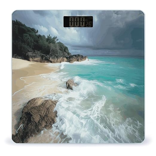 Serene Coastal Digital Bathroom Scale for Body Weight Weighing Scale with Backlit LCD Display High Precision Measurements &amp Measures Weight Up to 180kg