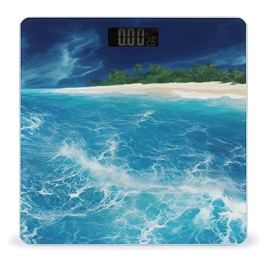 Tropical Ocean Beach Theme Smart Scale for Body Weight Accurate Bathroom Scale with LED Display Digital Weight Scales Weighing Machine High Precision Scales for Bath Home