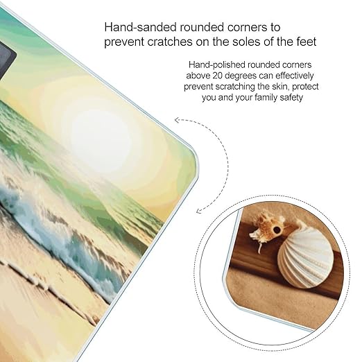 Ocean Beach ThemeScale for Body Weight with LCD High Precision Weighing Scales Fashion Sturdy Tempered Glass Weight Scales Easy-to-Read Digital Bathroom Scale for Daily 400lb
