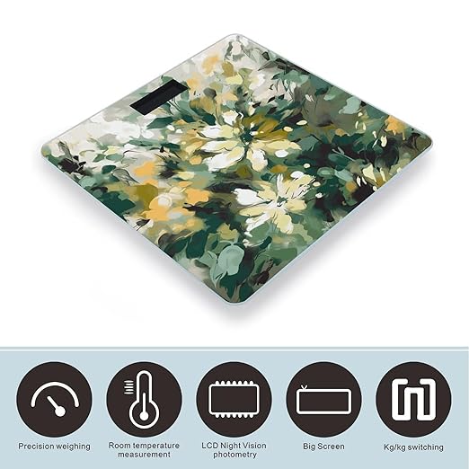 Light Yellow Dark Green Scale for Body Weight Precision Bathroom Weighing Scales with Back Lit LCD Display Sturdy Tempered Glass Body Weight Scales Digital Bathroom Scale 400lb