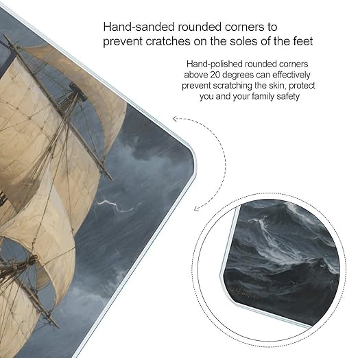 Ancient Sailing Ship in Storm Bathroom Scale for Body Weight Bathroom Digital Electronic Weighing Scale with Back Lit LED Display Sturdy Tempered Glass Weight Watchers Scales 400lb