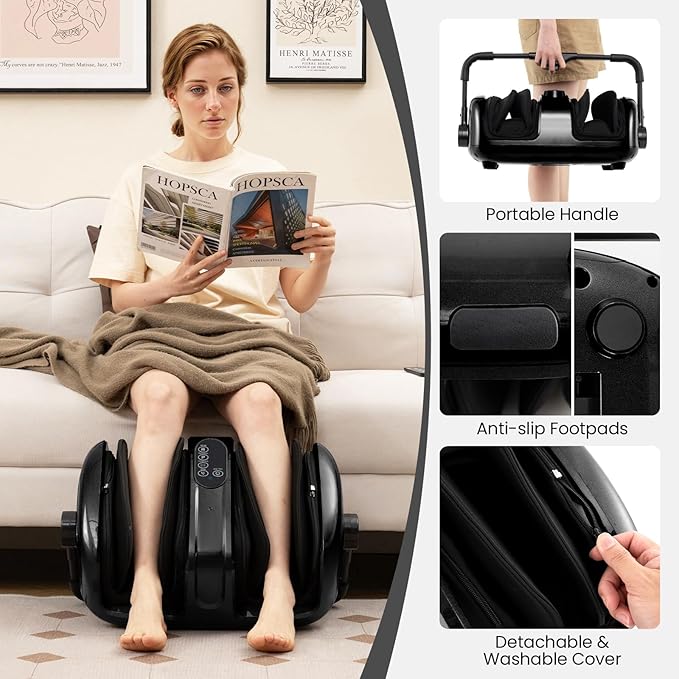 ARLIME Foot Massager with Heat Deep Kneading Shiatsu Feet Massager Machine with Compression Muscle Arm Relaxation Gifts for Elder Men Women (Black)