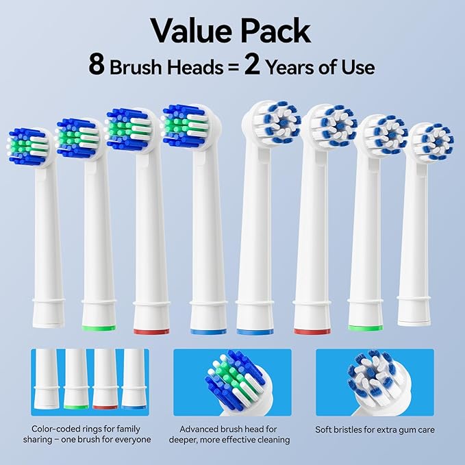 SEAGO Soft Round Electric Toothbrushes with 8 Spin Brush Heads 5 Cleaning Modes Rechargeable Sonic Toothbrush with Timer and Travel Case for Adults and Kids(SG-2607-Beige)