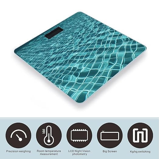 Swimming Pool Water Scale for Body Weight Highly Accurate Digital Bathroom Scale Sturdy Tempered Glass Weighing Scales with LCD Display Fashion Body Fat Smart Scales 400lb