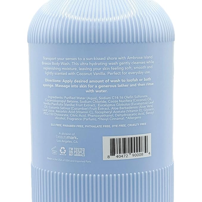 Ambrose Island Breeze Body Wash Coconut Vanilla Scent 33.8 fl oz
