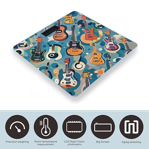 Rock Music Pattern Smart Scale for Body Weight Accurate Bathroom Scale with LED Display Digital Weight Scales Weighing Machine High Precision Scales for Bath Home