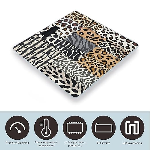 Leopard with Brownish Scale for Body Weight Digital Bathroom Scale Accurate Smart Weight Scales with Large Display Weighing Machine High Precision Scales