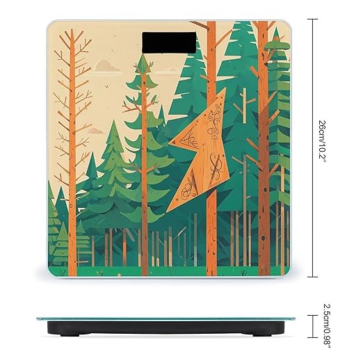 Mountain Fir Forest Scale for Body Weight Accurate Digital Bathroom Scale Toughened Glass High Precision Scales Smart Weight Scales with Large LCD Backlight Display Weighing Machine