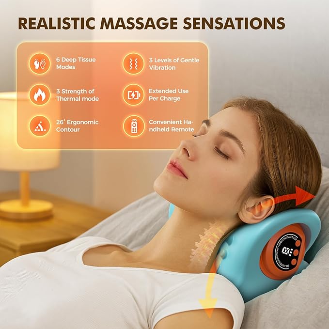Neck Massager 2026 New Upgrade 3 in 1 Portable Massager with Heat &ampComfortable Stretching–Adjustable Intensity for Neck &amp Shoulder Relaxation at HomeOfficeTravel