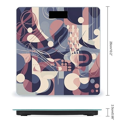 Abstract Geometric Lines Digital Bathroom Scale for Body Weight with High Precision Digital Weighing Scale with BMI Clear LCD Display and Step-On Measures Weight Up to 180kg