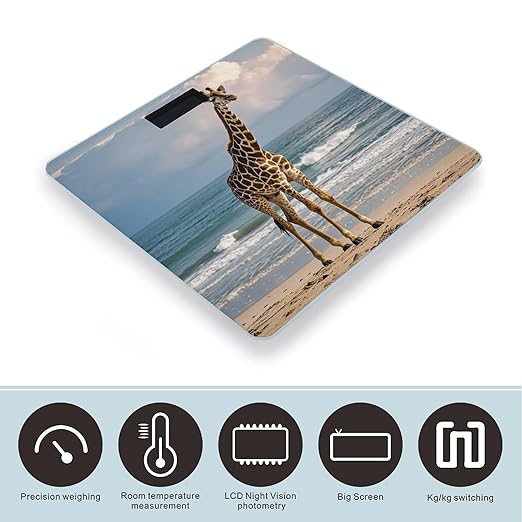 Giraffe on The Beach Scale for Body Weight Digital Bathroom Scale Accurate Smart Weight Scales with Large Display Weighing Machine High Precision Scales