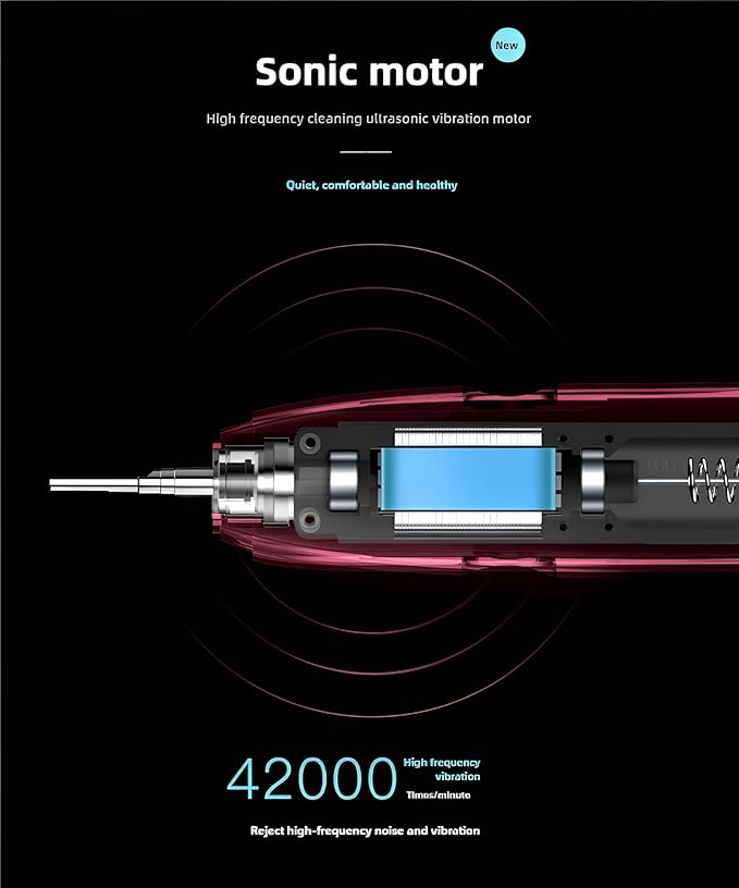 Electric Toothbrush for Woman Bling Diamond Decor Portable Travel Essentials for Couple Gifts Toothbrush with 3 Replacement Heads 6 Modes（Silver &amp Pink