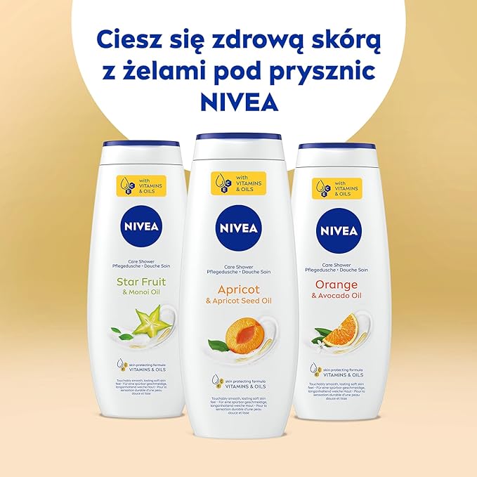 NIVEA Apricot &amp Apricot Seed Oil Nourishing Shower Gel for Women and Men 500 ml Mild Daily Body Cleanser with Vitamins C &amp E pH-Balanced Hydrating Formula for Smooth Skin