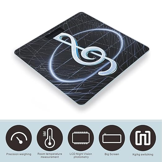 Musical Note Scale for Body Weight Digital Bathroom Scale Toughened Glass High Precision Scales for Body Weight with Large LCD Backlight Display Weight Scales