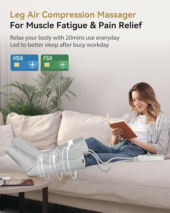 FIT KING Air Compression Leg Massager Pneumatic Compression Boots for Circulation &amp Pain Relief Swelling Edema RLS - Foot and Calf Massager Gift for Mom Wife