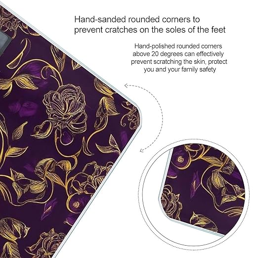 Men's Smart Scale for Body Weight Digital Bathroom Weighing Scale Automatic Switch Energy Saving Scale Floral Flowers Purple Gold Rose