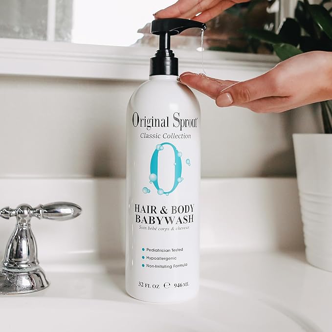 Original Sprout Baby Shampoo and Body Wash Hypoallergenic Gentle Baby Wash for Newborns Infants &amp Kids Organic Calendula &amp Rosemary for Sensitive Skin &amp Hair 32 oz. Bottle