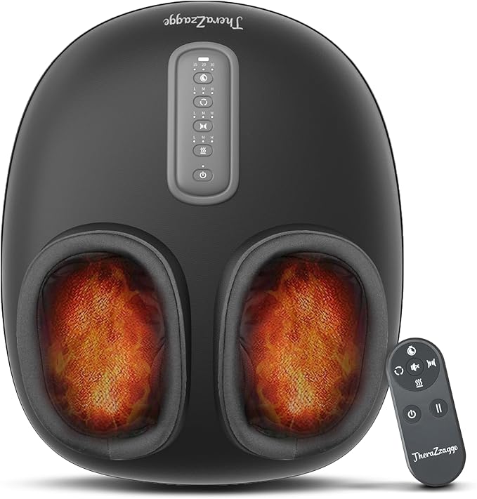 Foot Massager with Heat Compression Shiatsu Foot Massager Machine with Remote Auto-Off Timers Foot Warmer for Home Office Up to Size 14Black