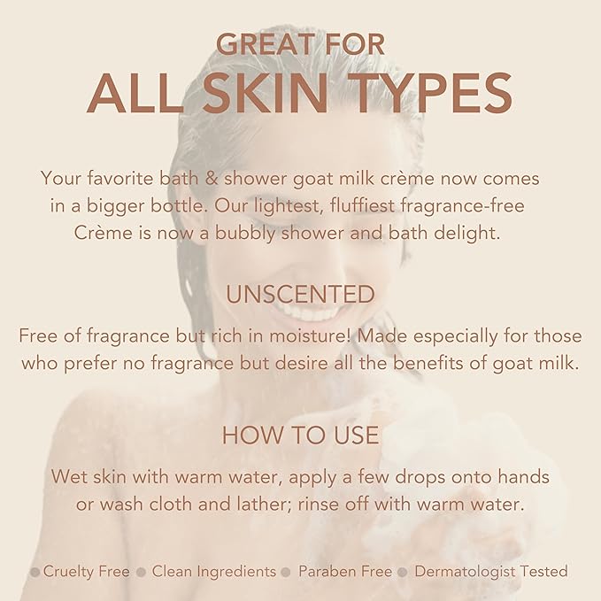 Dionis Goat Milk Bath Soap &amp Liquid Shower Crème Unscented 14.5oz (Pack of 1)